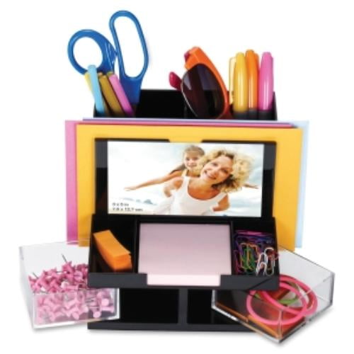 Lorell Mesh Steel Multipurpose Desktop Organizer Black Com