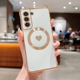 thumbnail image 4 of Magnetic Phone Case for Samsung Galaxy S21 FE 5g [ Compatible with MagSafe ] Luxury Plating Cute Heart Protective Cover for Women Soft Shockproof Side Elegant Heart Pattern Bumper (White), 4 of 10