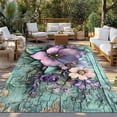 thumbnail image 2 of Purple Floral Outdoor Rug 4x6 Ft - Reversible Patio Rug Outdoor Camping Rugs, Spring Leaves Botanical Vintage Walls Washable Indoor Outdoor Area Rugs, Non-Slip Outdoor Carpet Runner for Deck/Porch, 2 of 8