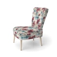 thumbnail image 3 of Designart "Bohemian Plaid Flowers In Pink And Blue" Red Bohemian Upholstered Accent Chair - Vintage Arm Chair For Living Room, 3 of 5