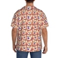 thumbnail image 5 of Naloa Corgi Head with Floal Men's Loose Fit Cuban Collar Short-Sleeve Shirt with Button-down and Chest Pocket for Everyday Wear Outings - 4X-Large, 5 of 7