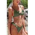 thumbnail image 3 of Charmo Womens Ruffle Bikinis Ribbed Triangle High Cut 2 Piece Bathing Suit, 3 of 5
