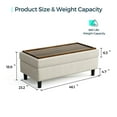 thumbnail image 5 of LINSY HOME 46" Large Ottoman with Storage, Ottoman Coffee Table, Upholstered Storage Bench for Living Room, Bedroom or Entryway, Light Grey, 5 of 7