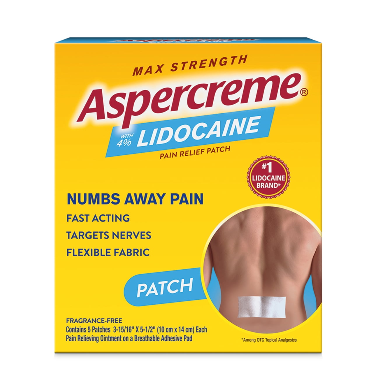 Aspercreme Lidocaine Max Strength Patch 5 Ct Odor Free Walmart 