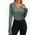 thumbnail image 2 of MOYIKO V Neck Long Sleeve Shirts for Women Fitted Thermal Undershirts Lightweight Trendy Tops, 2 of 7