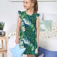 thumbnail image 4 of Fotbe Peacock And Flowers Vestido de Dormir para Niñas de 3 a 10 Años, Mangas Cortas, Estilo Princesa, Pijama Camisón con Mangas Voladas-XX-Large, 4 of 6