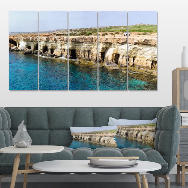 Grottes Marines Près du Cap Greco Panorama - Uvre d'Art Moderne sur Toile