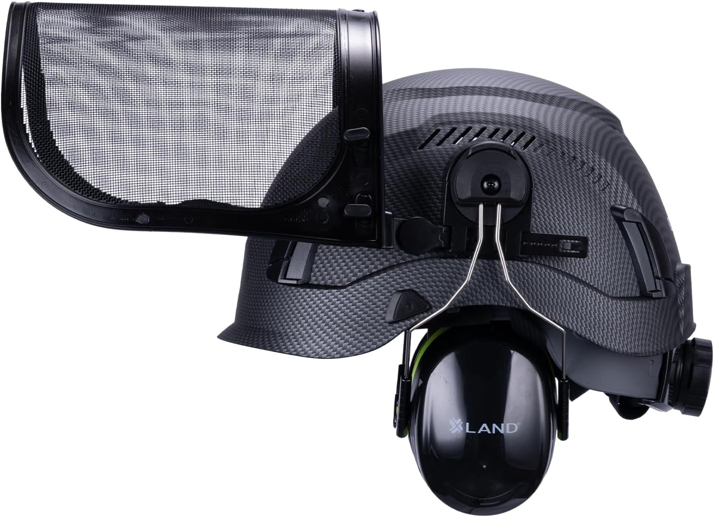 EcoPro Forestry Kit - ANSI Z89.1 Type I Class C Vented - Forestry Helmet Kit with Faceshield & Earmuffs - 3 in 1 Ideal for Arborists - Carbon Fiber