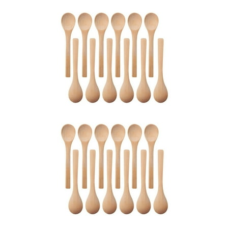 

60 Pieces Mini Wooden Condiments Spoons Honey Teaspoon Wood Color