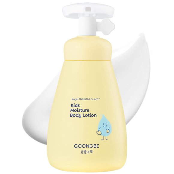 GOONGBE Loción corporal hidratante para niños - Hidratante corporal diario para niños coreanos - Loción tipo crema hidratante de larga duración las 24 horas con cica y escualano - Aroma sin alérgenos