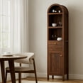 thumbnail image 4 of EYYTHUNG 67" Tall Arched Bathroom Narrow Storage Cabinet, Farmhouse Freestanding Tower Cabinet with Door and Drawer, Space Saving Organizer, Brown, 4 of 7