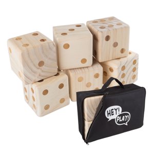 Hey! Play! Giant Wooden Yard Dice Set, 3.5-Inch