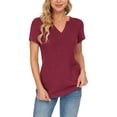 thumbnail image 5 of KBZDBZC Womens Blouses Casual Women Topsshort Sleeve V Neck Casualfashion Shirt Blouse Women Women's Tshirts Womens Tee Shirt (Wine Red,S), 5 of 5