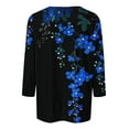 thumbnail image 4 of CYMMPU Shirts Floral Printed 3/4 Length Sleeve Crewneck Dressy Tunic Tops Basic Tees Summer Fall Casual Business Work Blouses 2025 Clothes for Women Multicolor XL, 4 of 5