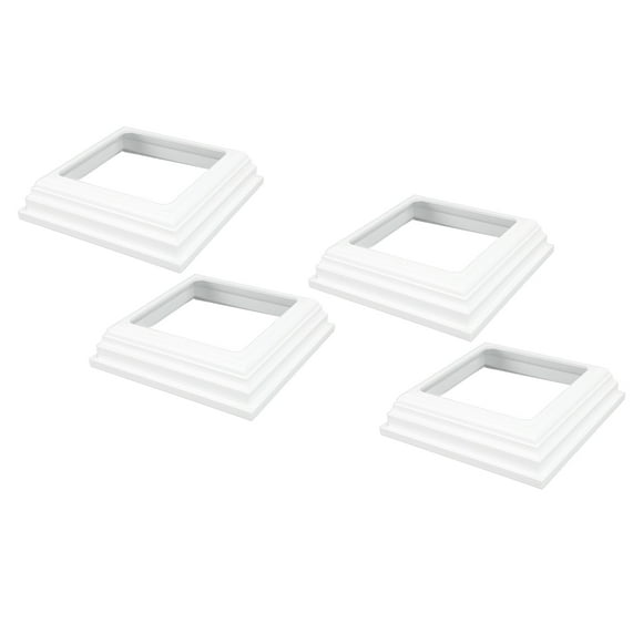 Vinyl Post Base Cover, Fence Post Skirt 4PCS 4x4 Inch Minimalist White for Porch Deck Handrail Posts