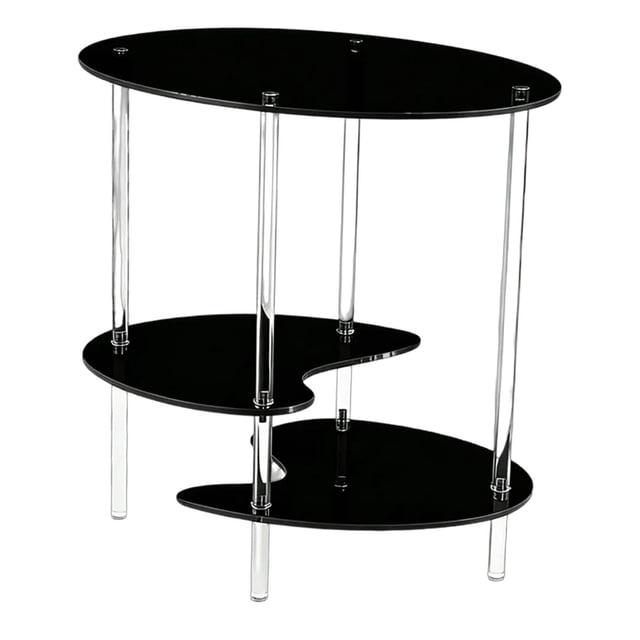 Mesa auxiliar de acrílico de 3 niveles, pequeña, moderna, para café, decoración del hogar y bebidas Negro