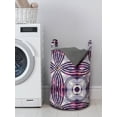 thumbnail image 3 of Vintage Laundry Bag, Vintage Style Geometrical Ornament Stripes and Circles in Vibrant Colors Print, Basket with Handles Drawstring Closure for Laundromats, 13" x 19", Lavender Plum, by Ambesonne, 3 of 4