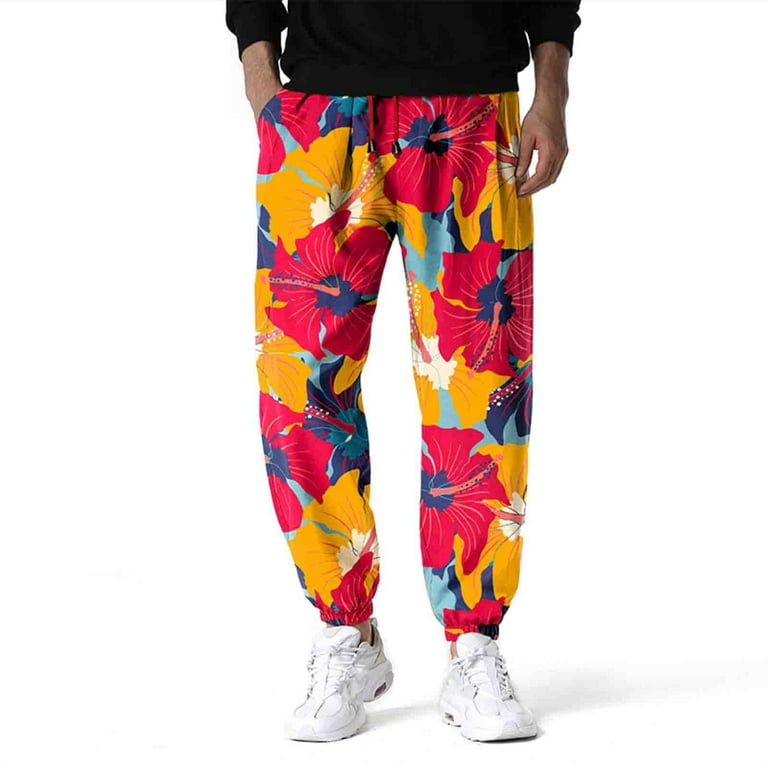 Mens Spring Summer Pants Casual Versatile Painted Loose Plus Size