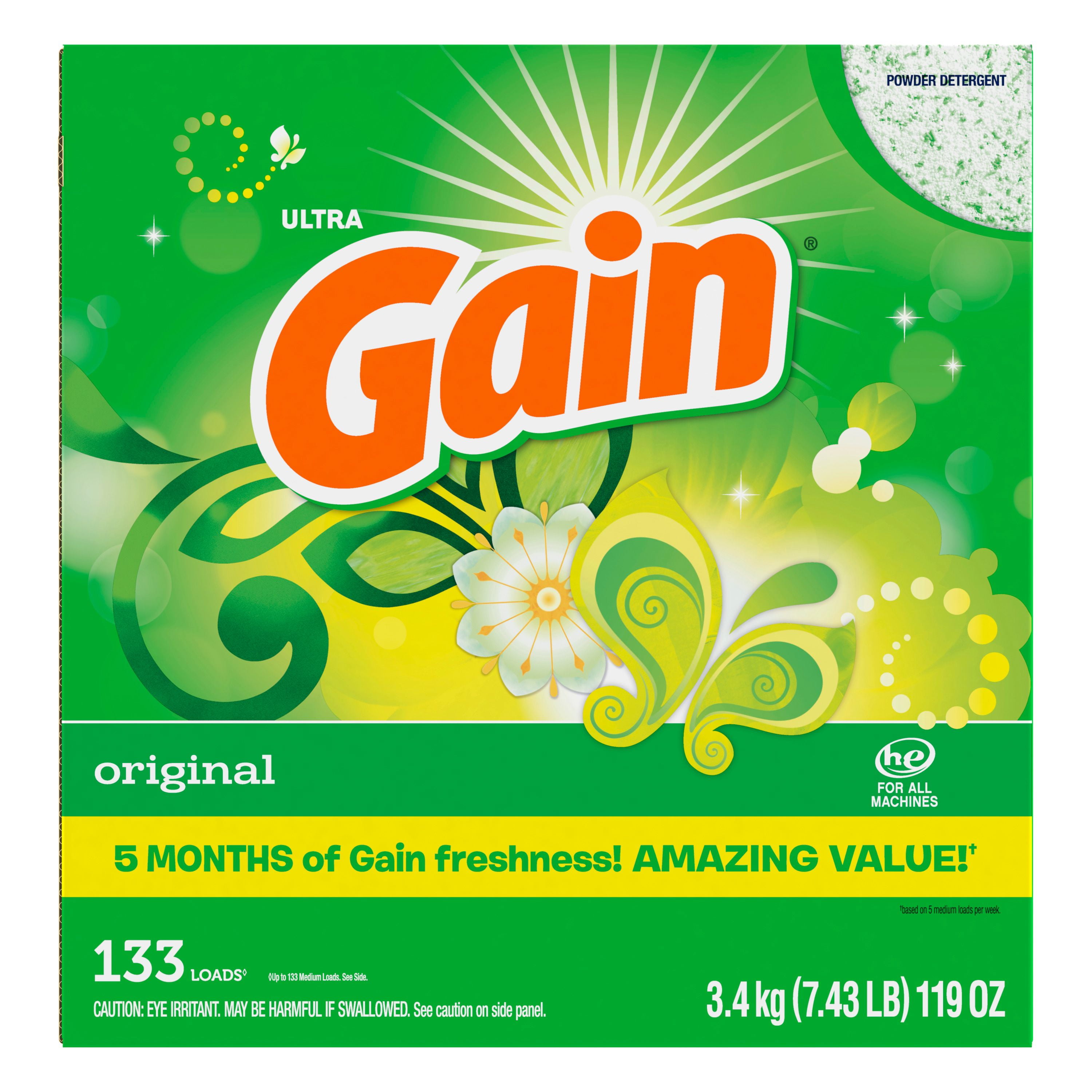 Gain Powder Laundry Detergent, Original Scent, 133 Loads, 3.4 KG