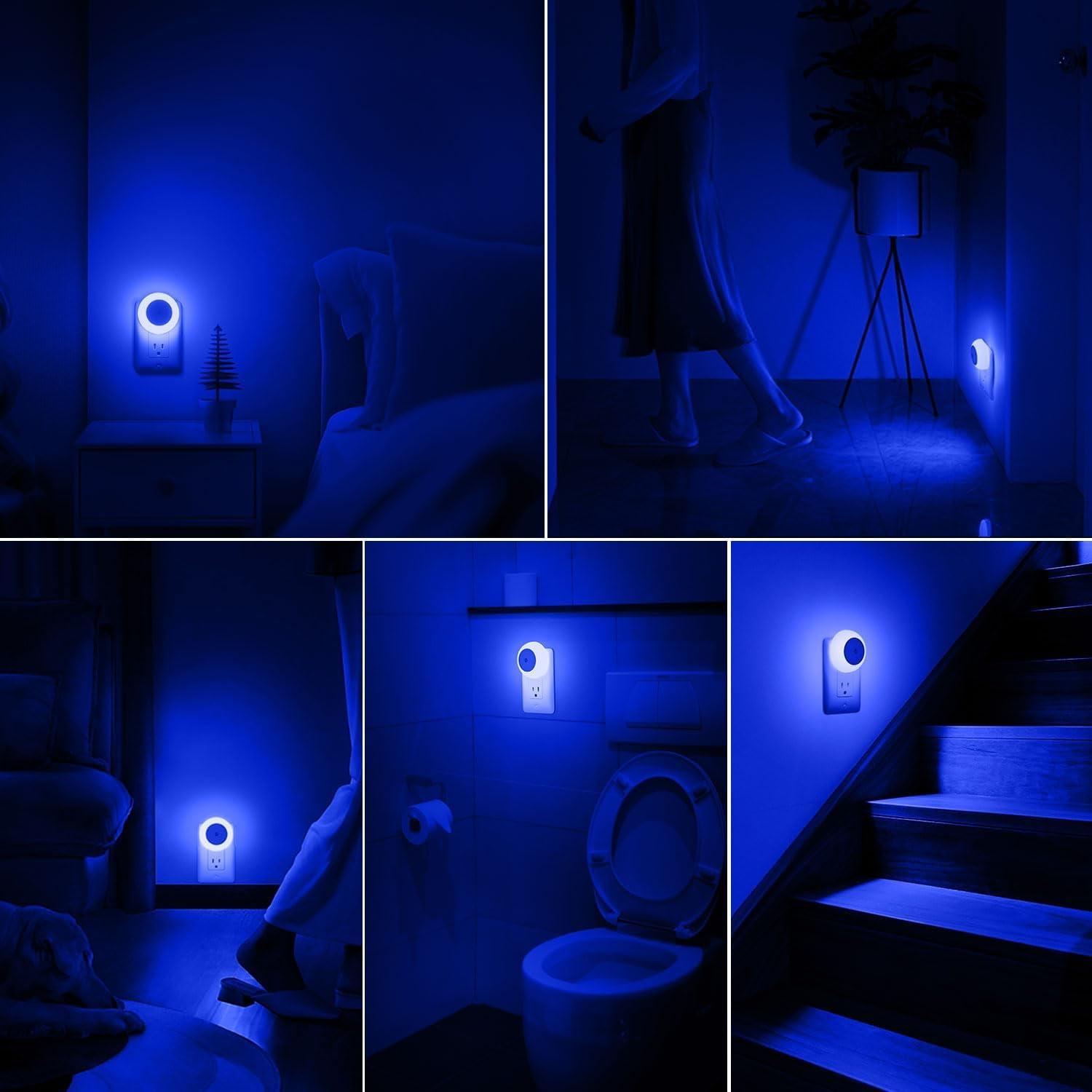 BIBEARBIBEAR Night Light, Night Lights Plug into Wall, Dusk to Dawn Sensor, Blue Led Night Light 0.5W, 8 Pack Nightlight for Adults, Bedroom, Bathroom, Hallway, Kitchen