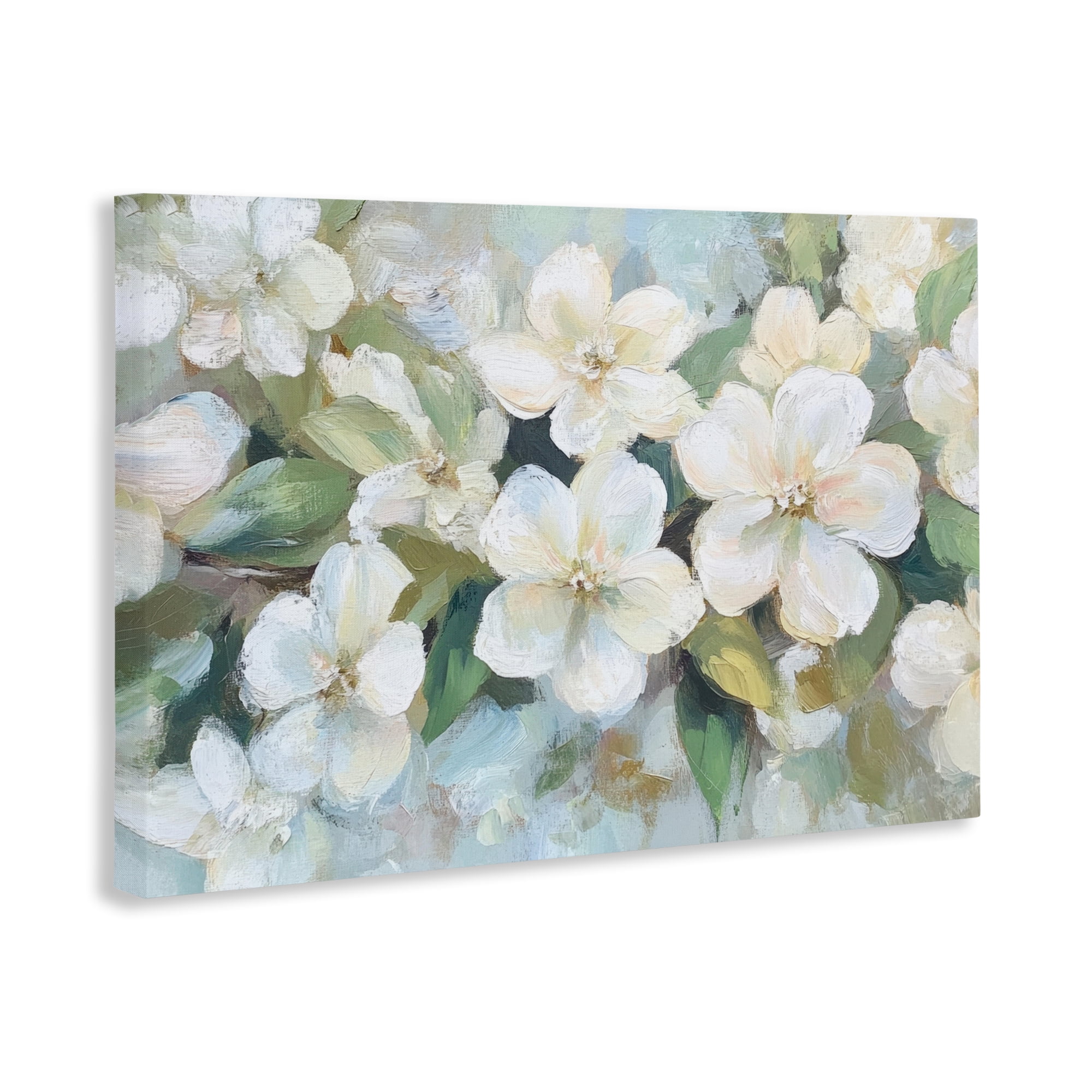 Stupell Industries Painted White Flowers in Leaves Canvas Wall Art, design by Petal Prints Design