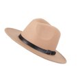 thumbnail image 1 of Qarigey Sombrero de ala ancha de fieltro, gorro Vintage para mujer, gorro cálido de invierno, accesorios de ropa de viaje para fiestas Sombreros caqui, 1 of 8