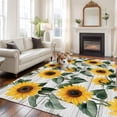 thumbnail image 2 of Vintage Style Area&nbsp;Rug 5x7ft Sunflower Gray Wood Grain Botanical Farmhouse Non-Slip&nbsp;Washable Square&nbsp;Rugs Soft Felt Indoor Floor Mat for Bedroom Kitchen Living Room Bathroom, 2 of 9