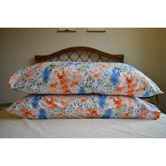Le Parutti 100% Cotton Organic Pillow case pair - King size - Floral Abstract