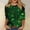 Green, variant on Tops for Women Neon Glow Effect Graphic Tees Three Quarter Sleeve Casual Tops Artistic Green Glowing Shamrock Line Art Outfits