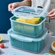 thumbnail image 3 of Bewildely Caja de conservación de drenaje de doble capa de 5 juegos: alimentos frescos y evitan la humedad con una innovadora caja de Organizadores de utensilios de cocina, 3 of 6