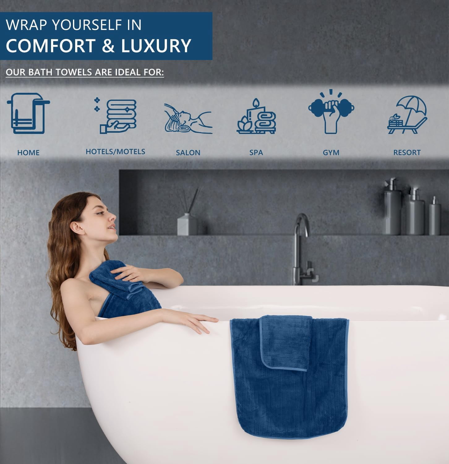 35x70 Inches Extra Large Bath Towels, Cotton Bathroom Towels, Super Soft and Absorbent - 4 Colors