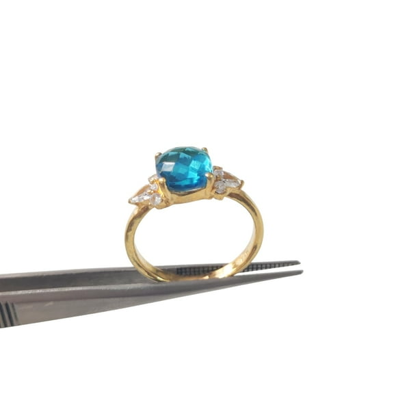 Cushion Swiss Blue Topaz Ring, 925 Sterling Silver, CZ Womens Ring, Natural Blue Topaz, December Birthstone, Christmas, Thanksgiving, Tiny Dainty Ring, Statement Jewelry, Wedding, Stackable Ring