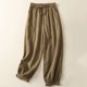 thumbnail image 1 of WILLBEST Pantalones Casuales elegantes para Mujer y Pantalones Harén de Lino con Hebilla para Uso Diario con Cintura Elástica y Diseño Pagoda. Mediana, 1 of 7