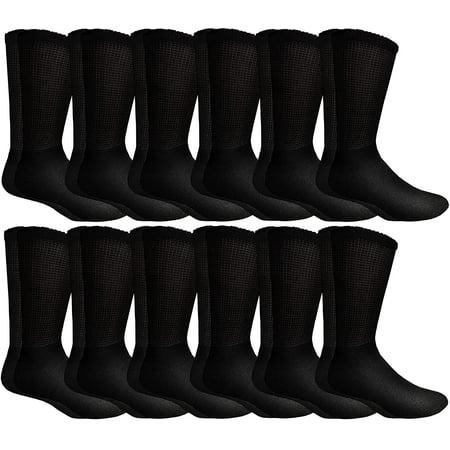 Yacht&Smith Diabetic Socks for Men, King Size, Superior Comfort, Neuropathy Edema (Size 13-16) (12 Pairs Black)