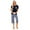 Navy blue, variant on Women's Short Sleeve Pajamas Sets with Capri Pants 2 Piece Womens Capri Pajama Sets with Pockets Summer Plaid Print Sleepwear Set for Women, S-XXL