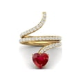 thumbnail image 1 of 7MM Heart Shape Wrap Bypass Ring Natural Ruby 925 Silver Gold Vermeil Women Rings, 1 of 4