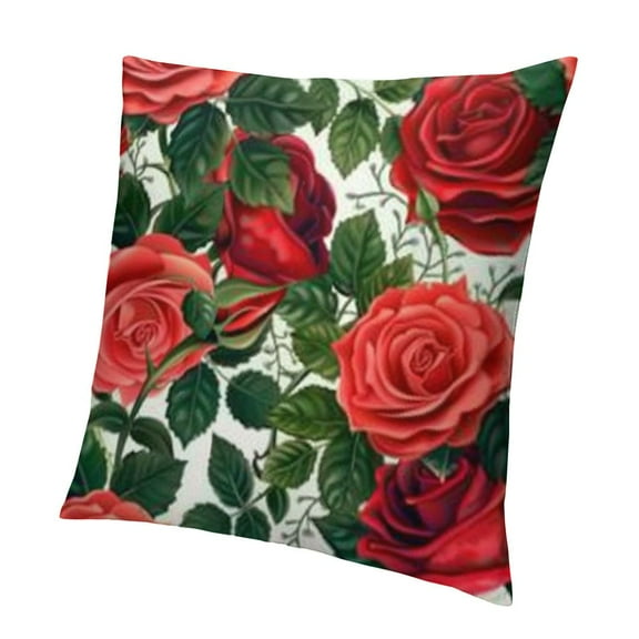 Patifu Red Rose Throw Pillow Covers Red Decorative Pillow Cases for Couch Sofa Chair Office Living Room Bedroom Decor Outdoor Pillowcase 12x12in