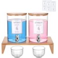 thumbnail image 1 of Laundry Detergent Dispenser with Bamboo Lids, Shelf Stand, Spouts, 8 Waterproof Labels, 2 Glass Cups for Liquid Detergent - 2-Pack 120 oz Glass Containers for Laundry Room Organization and Storage, 1 of 7