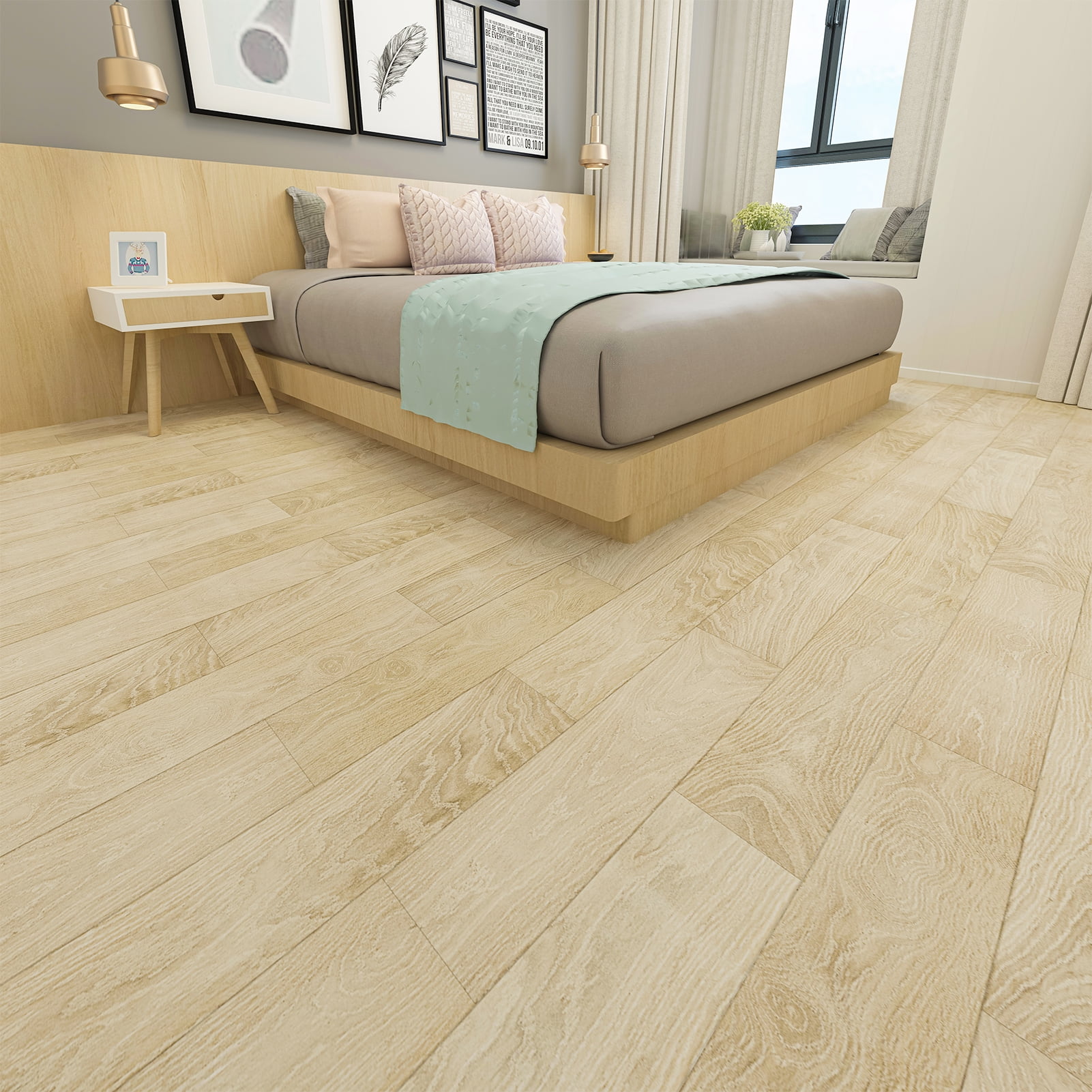 Art3d Vinyl Wood Plank 36" x 6" 36 Packs Self-adhesive Peel and Stick Flooring Tiles-Willow wood