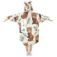 thumbnail image 2 of Wearable Blanket with Sleeves and Pocket Oversized Hooded Sweatshirt 3-14 YR Red Panda Pattern S, 2 of 7