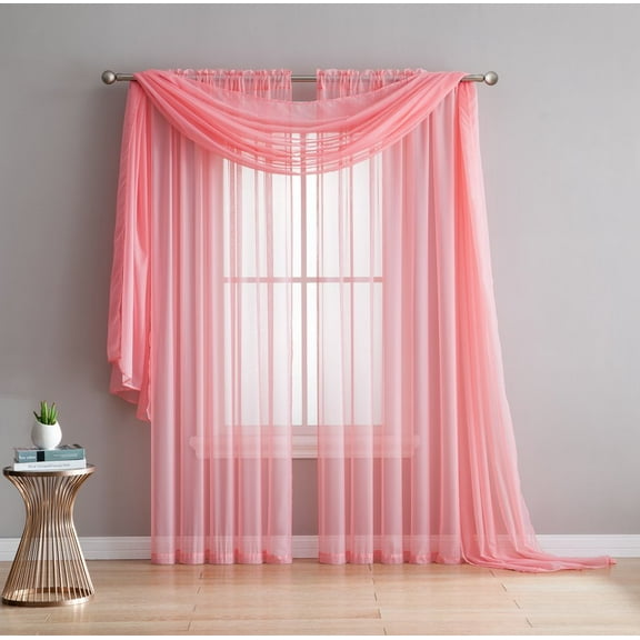 108-inch Extra Long Voile 54" Wide Window Sheer Curtain Panel! - Rose Pink