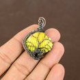 thumbnail image 2 of Natural Yellow Titanium Shell Handmade Copper Wire Wrap Pendant 1.77", 2 of 4