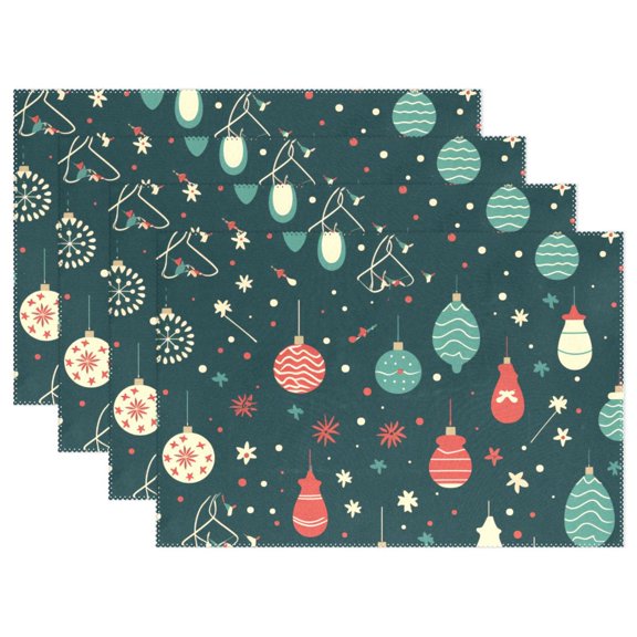 Christmas Decorations Green 12×18 inch Placemats Heat Resistant Washable Foldable Rectangular Placemats Set Decoration Indoor Outdoor for Kitchen Dining Table 1PC