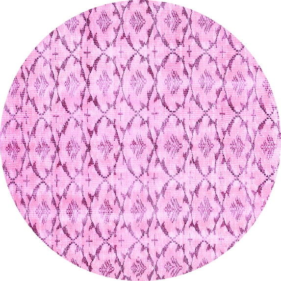 Ahgly Company Indoor Round Abstract Pink Contemporary Area Rugs, 3' Round