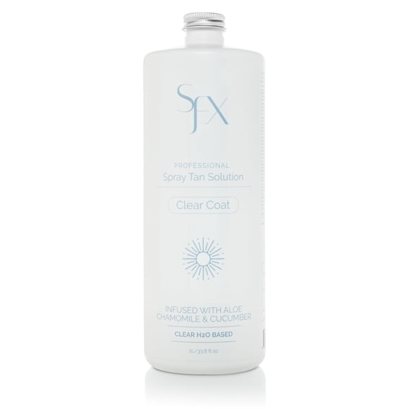 SunFX CLEARCOAT Solución de bronceado en aerosol natural | Sin bronceadores | Infundido con ingredientes botánicos (1L/33.8 fl oz MEDIADOS DE VERANO)
