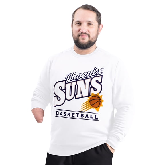 Men's G-III Sports by Carl Banks White Phoenix Suns Adaptive Headliner Fleece Crewneck Sweatshirt
