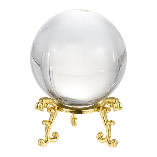 Unique Bargains 60mm/2.4' K9 Crystal Ball Decorative Ball with Gift Box and Metal Stand Clear 1 Set