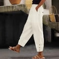 thumbnail image 2 of Summer Pants for Women Fashion Solid Nine Point Pants Casual Loose And Versatile Elastic Waist And Fall Jumpsuits for Women Formal Linen Suit Long Suit Casual Petite Wide Leg White 2XL, 2 of 5