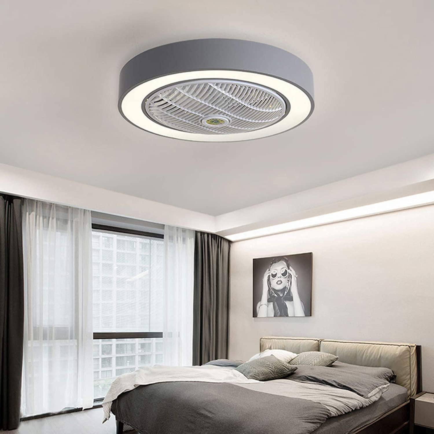 Details about   22 Inch Ceiling Fan with Light and Remote Control,Modern LED Semi Flush Mount 