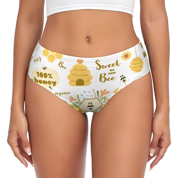 Fotbe Farm Bee Cute Honey Calzones Estampados para Mujer – Ropa Interior de Algodón, Cómoda, Suave y Elástica-X-Large